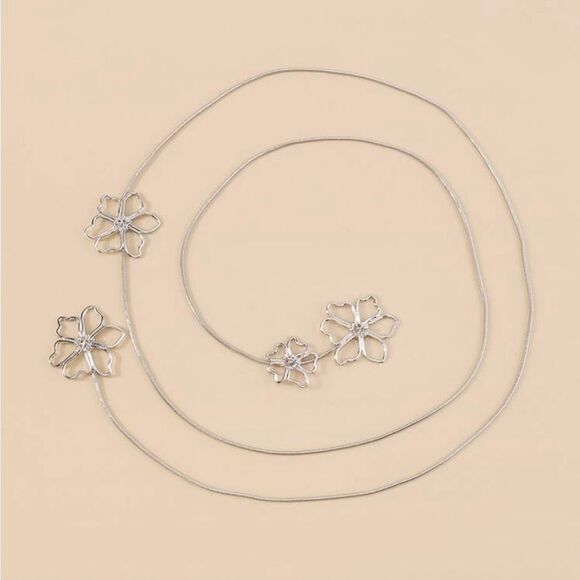 Elegant Silver Flower Necklace S1206 - Picture 3 of 5